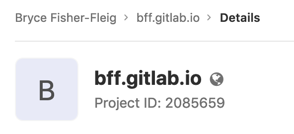 Gitlab project ID appears after the words Project ID